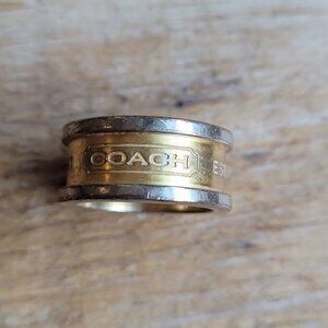 Coach Vintage Unisex Lozenge Brass Logo Band Ring Size# 5.75